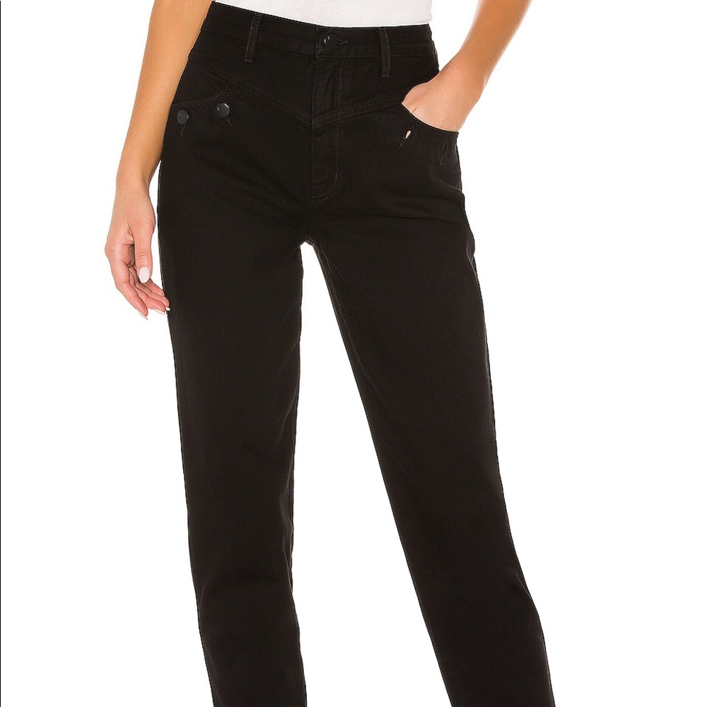 J Brand X Elsa Hosk Playday Straight black denim jeans AG Redone